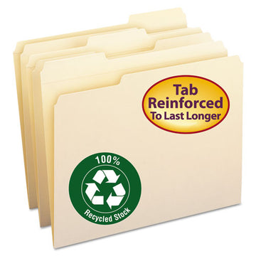 Smead® 100% Recycled Reinforced Top Tab File Folders, 1-3-cut Tabs, Letter Size, Manila, 100-box freeshipping - TVN Wholesale